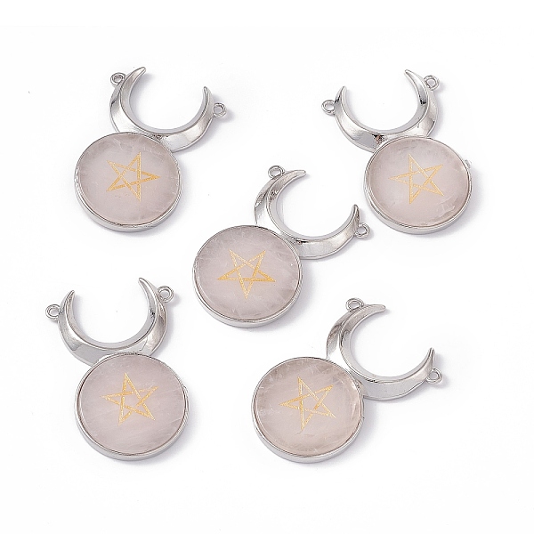 PandaHall Natural Rose Quartz Connector Charms, Cattle Head Links with Star, with Rack Plating Platinum Tone Brass Findings, Cadmium Free &...
PandaHall Natural Rose Quartz Connector Charms, Cattle Head Links with Star, with Rack Plating Platinum Tone Brass Findings, Cadmium Free &...