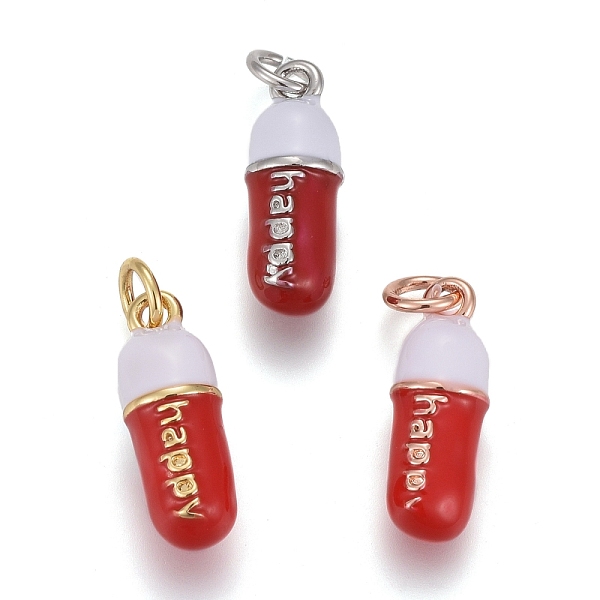 PandaHall Brass Enamel Pendants, with Jump Rings, Long-Lasting Plated, Pill Bar Shape with Word Happy, Red, Mixed Color, 17x6mm, Hole: 3mm...
PandaHall Brass Enamel Pendants, with Jump Rings, Long-Lasting Plated, Pill Bar Shape with Word Happy, Red, Mixed Color, 17x6mm, Hole: 3mm...