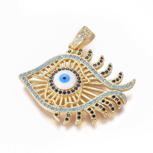 PandaHall Brass Micro Pave Cubic Zirconia Pendants, with Enamel, Evil Eye with Hamsa Hand/Hand of Fatima/Hand of Miriam, Colorful, Golden...
PandaHall Brass Micro Pave Cubic Zirconia Pendants, with Enamel, Evil Eye with Hamsa Hand/Hand of Fatima/Hand of Miriam, Colorful, Golden...