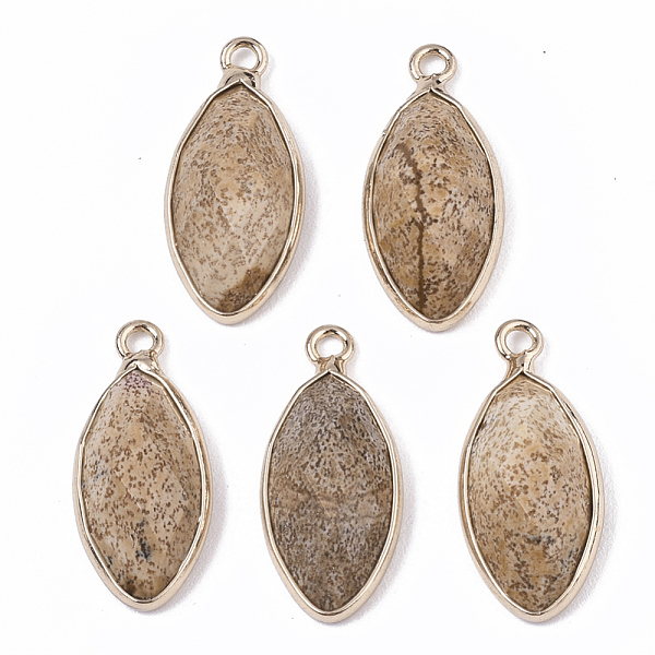 PandaHall Natural Picture Jasper Pendants, with Golden Plated Edge Brass Findings, Faceted, Horse Eye, 20x9x5mm, Hole: 1.2mm Picture Jasper...
PandaHall Natural Picture Jasper Pendants, with Golden Plated Edge Brass Findings, Faceted, Horse Eye, 20x9x5mm, Hole: 1.2mm Picture Jasper...