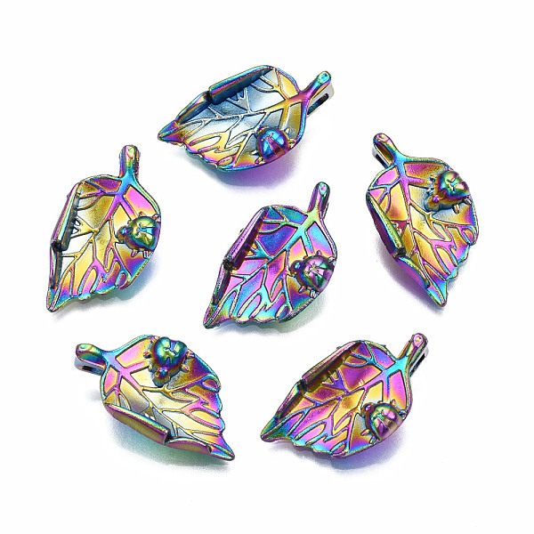 PandaHall Rainbow Color Alloy Pendants, Cadmium Free & Nickel Free & Lead Free, Leaf with Ladybird, 23x12.5x7mm, Hole: 2x3.5mm Alloy Leaf
PandaHall Rainbow Color Alloy Pendants, Cadmium Free & Nickel Free & Lead Free, Leaf with Ladybird, 23x12.5x7mm, Hole: 2x3.5mm Alloy Leaf
