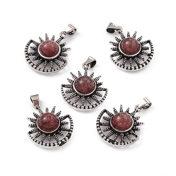 PandaHall Natural Strawberry Quartz Pendants, Sun Charms, with Antique Silver Color Brass Findings, 23x19x8mm, Hole: 4x3.5mm Strawberry...
PandaHall Natural Strawberry Quartz Pendants, Sun Charms, with Antique Silver Color Brass Findings, 23x19x8mm, Hole: 4x3.5mm Strawberry...