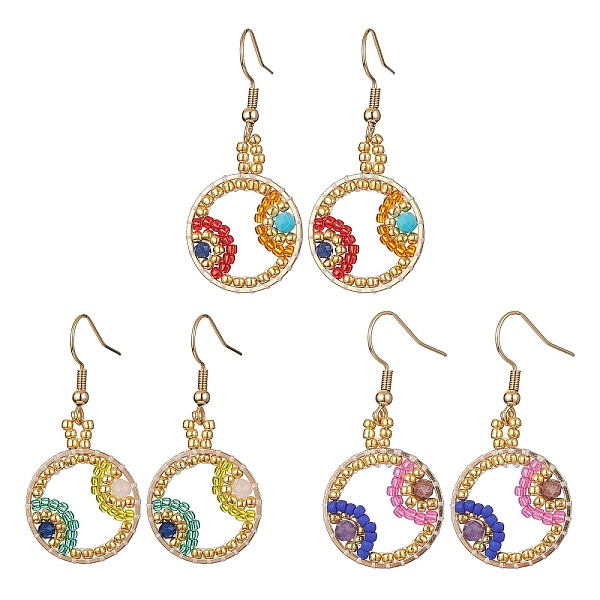 PandaHall Glass Beaded Flat Round with Evil Eye Dangle Earrings, 304 Stainless Steel Earrings, Mixed Color, 42.5x20mm Glass Multicolor
PandaHall Glass Beaded Flat Round with Evil Eye Dangle Earrings, 304 Stainless Steel Earrings, Mixed Color, 42.5x20mm Glass Multicolor