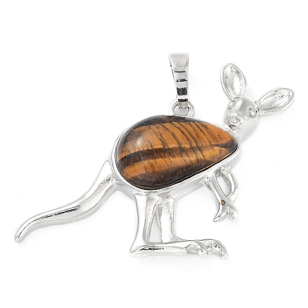 PandaHall Natural Tiger Eye Pendants, with Platinum Tone Brass Findings, Kangaroo, 34x48x6.5~7mm, Hole: 5.5x7mm Tiger Eye Other Animal
PandaHall Natural Tiger Eye Pendants, with Platinum Tone Brass Findings, Kangaroo, 34x48x6.5~7mm, Hole: 5.5x7mm Tiger Eye Other Animal