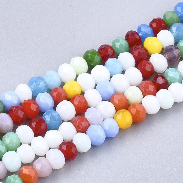 PandaHall Glass Beads Strands, Faceted, Rondelle, Mixed Color, 4x3mm, Hole: 1mm, about 70~124pcs/strand, 9.64~16.73 inch Glass Rondelle..., Multicolor
PandaHall Glass Beads Strands, Faceted, Rondelle, Mixed Color, 4x3mm, Hole: 1mm, about 70~124pcs/strand, 9.64~16.73 inch Glass Rondelle..., Multicolor