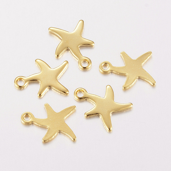 PandaHall 304 Stainless Steel Charms, for DIY Jewelry Making, Starfish/Sea Stars, Real 18K Gold Plated, 11x9x0.8mm, Hole: 1mm 304 Stainless...
PandaHall 304 Stainless Steel Charms, for DIY Jewelry Making, Starfish/Sea Stars, Real 18K Gold Plated, 11x9x0.8mm, Hole: 1mm 304 Stainless...