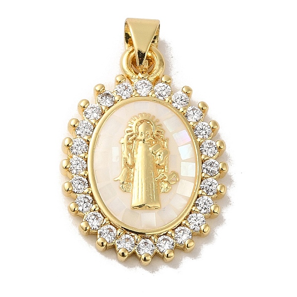 PandaHall Rack Plating Brass Micro Pave Cubic Zirconia with Shell Pendants, Cadmium Free & Lead Free, Real 18K Gold Plated, Oval with Saint...
PandaHall Rack Plating Brass Micro Pave Cubic Zirconia with Shell Pendants, Cadmium Free & Lead Free, Real 18K Gold Plated, Oval with Saint...