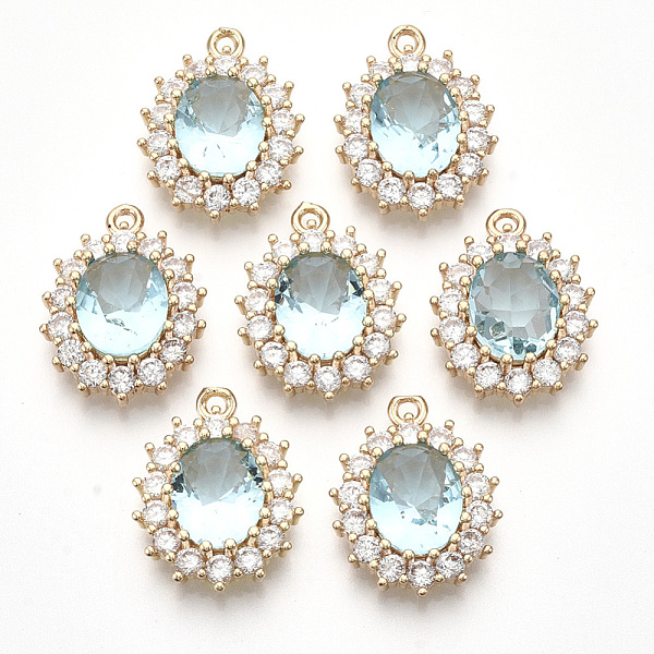PandaHall Transparent Faceted Glass Pendants, with Clear Rhinestone and Golden Tone Brass Open Back Settings, Oval, Pale Turquoise..., Cyan
PandaHall Transparent Faceted Glass Pendants, with Clear Rhinestone and Golden Tone Brass Open Back Settings, Oval, Pale Turquoise..., Cyan