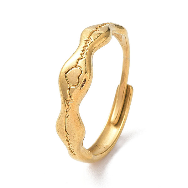 PandaHall Ion Plating(IP) 304 Stainless Steel Heart Beat Adjustable Rings, Golden, Inner Diameter: 17.5mm 304 Stainless Steel Ring
PandaHall Ion Plating(IP) 304 Stainless Steel Heart Beat Adjustable Rings, Golden, Inner Diameter: 17.5mm 304 Stainless Steel Ring