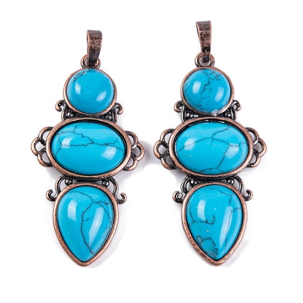 PandaHall Synthetic Turquoise Pendants, Rack Plating Brass Flower Charms, Cadmium Free & Lead Free, Red Copper, 47x24x6.5mm, Hole: 7.5x5mm...
PandaHall Synthetic Turquoise Pendants, Rack Plating Brass Flower Charms, Cadmium Free & Lead Free, Red Copper, 47x24x6.5mm, Hole: 7.5x5mm...