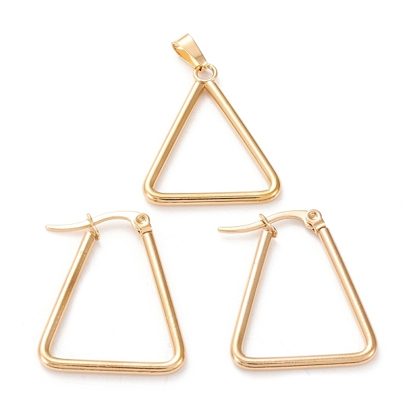 PandaHall 304 Stainless Steel Jewelry Sets, Hoop Earrings and Pendants, Triangle, Golden, Hoop Earrings: 27x22x2mm, Pin: 0.6x1mm, Pendant...
PandaHall 304 Stainless Steel Jewelry Sets, Hoop Earrings and Pendants, Triangle, Golden, Hoop Earrings: 27x22x2mm, Pin: 0.6x1mm, Pendant...