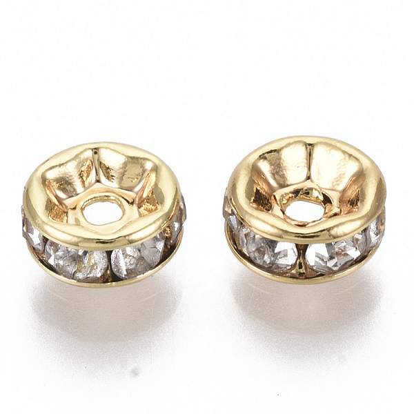 PandaHall Brass Micro Pave Cubic Zirconia Spacer Beads, Nickel Free, Flat Round, Clear, Real 18K Gold Plated, 6x2.5mm, Hole: 1.4mm Brass...
PandaHall Brass Micro Pave Cubic Zirconia Spacer Beads, Nickel Free, Flat Round, Clear, Real 18K Gold Plated, 6x2.5mm, Hole: 1.4mm Brass...