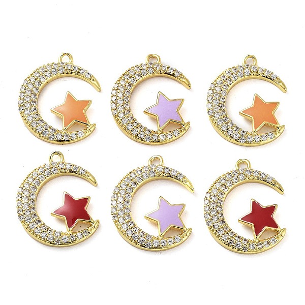 PandaHall Brass Brass Micro Pave Cubic Zirconia Pendants, with Enamel, Real 18K Gold Plated, Moon with Star Charm, Mixed Color, 23x18x2.5mm..., Multicolor
PandaHall Brass Brass Micro Pave Cubic Zirconia Pendants, with Enamel, Real 18K Gold Plated, Moon with Star Charm, Mixed Color, 23x18x2.5mm..., Multicolor