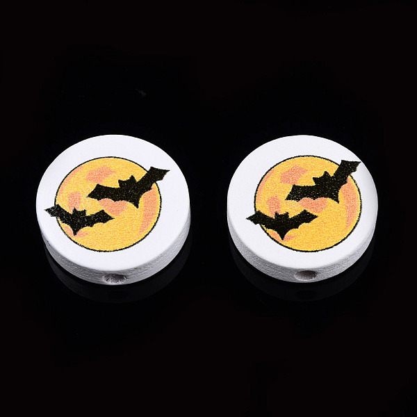 PandaHall Halloween Printed Natural Wood Beads, Flat Round with Bat Pattern, Gold, 19~20x5.9mm, Hole: 2~2.2mm Schima Wood Flat Round Gold
PandaHall Halloween Printed Natural Wood Beads, Flat Round with Bat Pattern, Gold, 19~20x5.9mm, Hole: 2~2.2mm Schima Wood Flat Round Gold