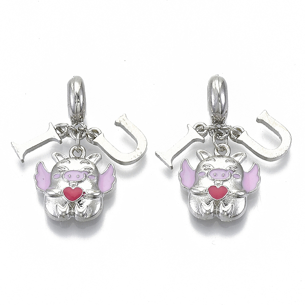PandaHall Alloy European Dangle Charms, with Enamel, Large Hole Pendants, Pig with Word I Love U, Platinum, Pearl Pink, 30mm, Hole: 5mm, Pig...
PandaHall Alloy European Dangle Charms, with Enamel, Large Hole Pendants, Pig with Word I Love U, Platinum, Pearl Pink, 30mm, Hole: 5mm, Pig...