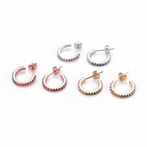 PandaHall Brass Micro Pave Cubic Zirconia Stud Earrings, Half Hoop Earrings, with Brass Ear Nuts, Ring, Colorful, Mixed Color, 15x2mm, Pin...
PandaHall Brass Micro Pave Cubic Zirconia Stud Earrings, Half Hoop Earrings, with Brass Ear Nuts, Ring, Colorful, Mixed Color, 15x2mm, Pin...