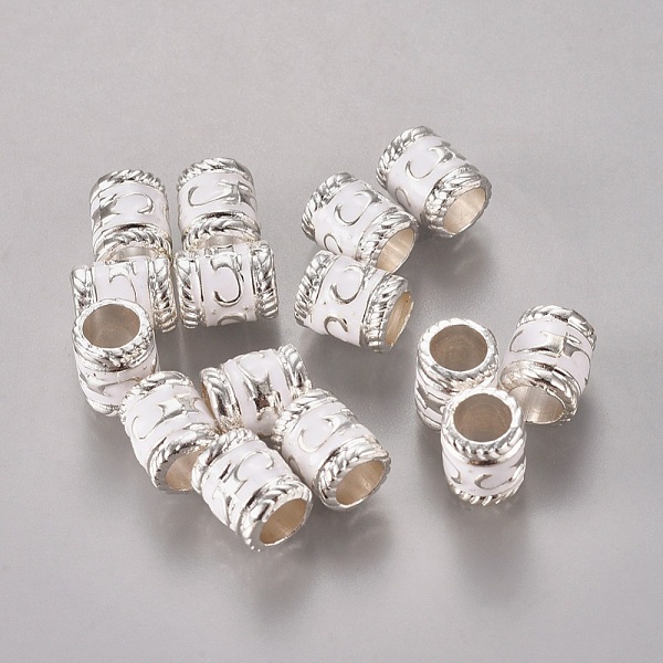 PandaHall Enamel Alloy European Beads, Cadmium Free & Lead Free, Large Hole Column Beads, Silver Plated, White, White, 8.5x7mm, Hole: 5mm...
PandaHall Enamel Alloy European Beads, Cadmium Free & Lead Free, Large Hole Column Beads, Silver Plated, White, White, 8.5x7mm, Hole: 5mm...