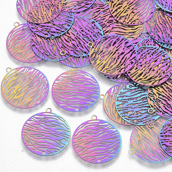 PandaHall Ion Plating(IP) 201 Stainless Steel Filigree Pendants, Etched Metal Embellishments, Flat Round, Rainbow Color, 22x20x0.3mm, Hole...
PandaHall Ion Plating(IP) 201 Stainless Steel Filigree Pendants, Etched Metal Embellishments, Flat Round, Rainbow Color, 22x20x0.3mm, Hole...