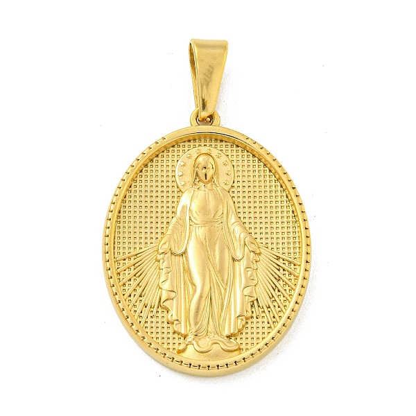 PandaHall Ion Plating(IP) 304 Stainless Steel Pendants, Oval with Saint Charm, Golden, 35.5x26x4mm, Hole: 9.5x5mm 304 Stainless Steel Oval
PandaHall Ion Plating(IP) 304 Stainless Steel Pendants, Oval with Saint Charm, Golden, 35.5x26x4mm, Hole: 9.5x5mm 304 Stainless Steel Oval
