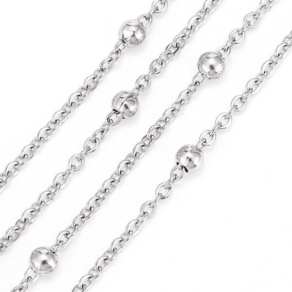 PandaHall 304 Stainless Steel Cable Chains, Satellite Chains, with Round Beads, Soldered, Flat Oval, Stainless Steel Color, Link: 2.5x2mm...
PandaHall 304 Stainless Steel Cable Chains, Satellite Chains, with Round Beads, Soldered, Flat Oval, Stainless Steel Color, Link: 2.5x2mm...