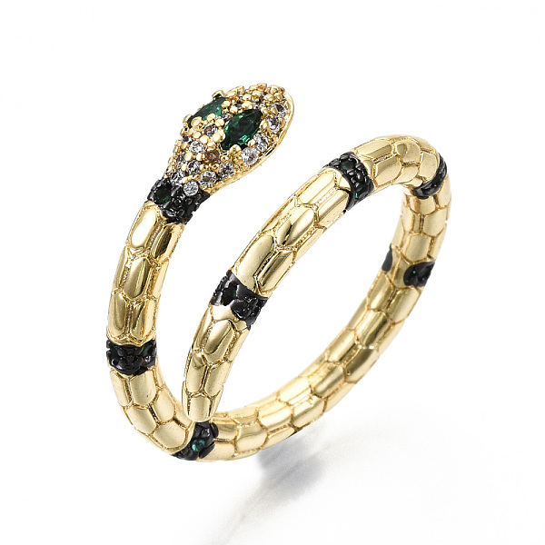 PandaHall Brass Micro Pave Cubic Zirconia Cuff Rings, Open Rings, Cadmium Free & Nickel Free & Lead Free, Snake, Real 16K Gold Plated, Green...
PandaHall Brass Micro Pave Cubic Zirconia Cuff Rings, Open Rings, Cadmium Free & Nickel Free & Lead Free, Snake, Real 16K Gold Plated, Green...