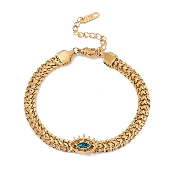 PandaHall Teal Cubic Zirconia Horse Eye Link Bracelet, Ion Plating(IP) 304 Stainless Steel Jewelry for Women, Golden, 7-1/4 inch(18.5cm)..., Cyan
PandaHall Teal Cubic Zirconia Horse Eye Link Bracelet, Ion Plating(IP) 304 Stainless Steel Jewelry for Women, Golden, 7-1/4 inch(18.5cm)..., Cyan