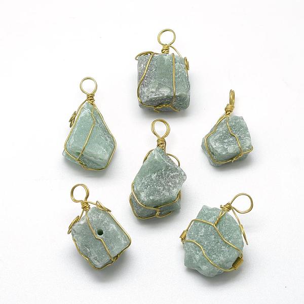 PandaHall Natural Green Aventurine Pendants, with Brass Wire, Nuggets, Golden, 30~45x15~30x15~25mm, Hole: 5~7mm Green Aventurine Nuggets
PandaHall Natural Green Aventurine Pendants, with Brass Wire, Nuggets, Golden, 30~45x15~30x15~25mm, Hole: 5~7mm Green Aventurine Nuggets
