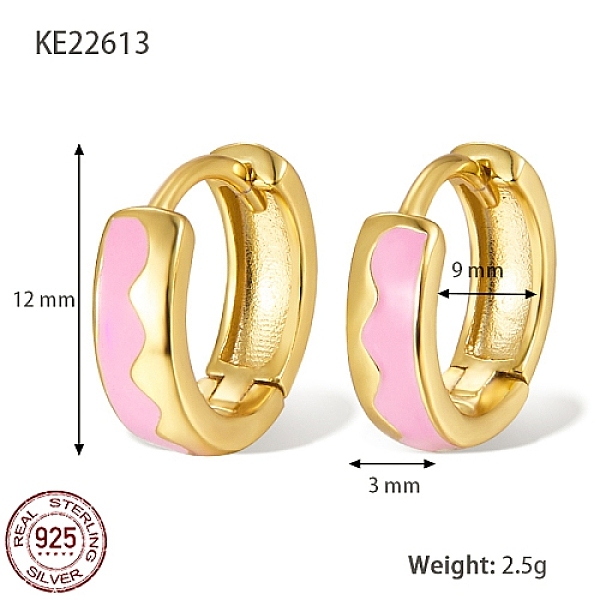 PandaHall 925 Sterling Silver Thick Hoop Earrings, with Enamel, for Women, Real 18K Gold Plated, Pearl Pink, 12x3mm Sterling Silver Ring
PandaHall 925 Sterling Silver Thick Hoop Earrings, with Enamel, for Women, Real 18K Gold Plated, Pearl Pink, 12x3mm Sterling Silver Ring
