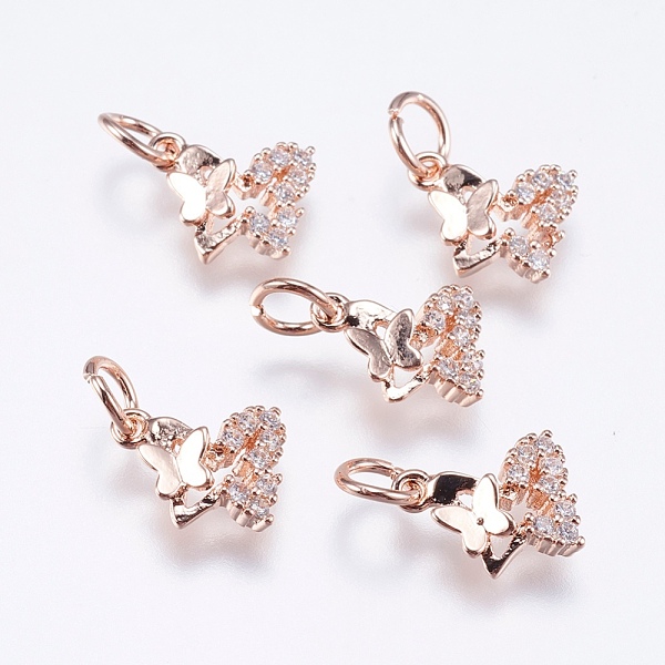 PandaHall Brass Micro Pave Cubic Zirconia Charms, Cadmium Free & Lead Free, Butterfly, Real Rose Gold Plated, 11x10x2mm, Hole: 3mm..., Clear
PandaHall Brass Micro Pave Cubic Zirconia Charms, Cadmium Free & Lead Free, Butterfly, Real Rose Gold Plated, 11x10x2mm, Hole: 3mm..., Clear