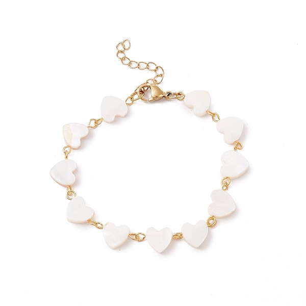 PandaHall Natural Shell Heart Link Chain Bracelet, 304 Stainless Steel Jewelry for Women, Golden, White, 6-7/8 inch(17.4cm) Shell White
PandaHall Natural Shell Heart Link Chain Bracelet, 304 Stainless Steel Jewelry for Women, Golden, White, 6-7/8 inch(17.4cm) Shell White