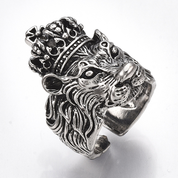 PandaHall Alloy Cuff Finger Rings, Wide Band Rings, Lion, Antique Silver, Size 9, 19mm Alloy
PandaHall Alloy Cuff Finger Rings, Wide Band Rings, Lion, Antique Silver, Size 9, 19mm Alloy