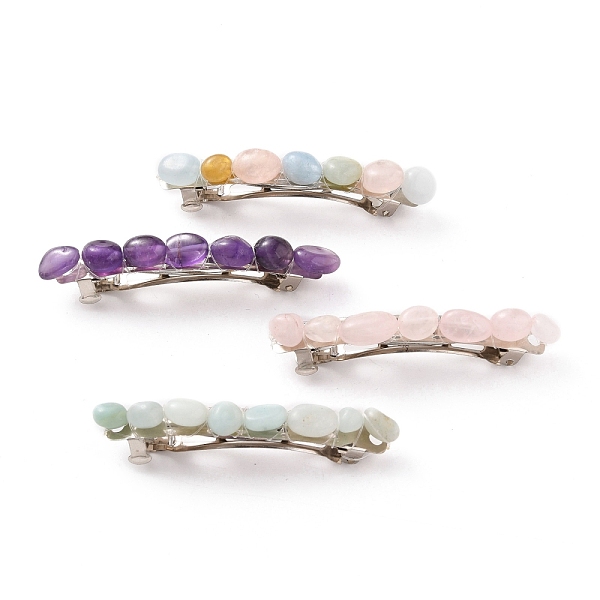 PandaHall Iron Hair Barrette, with Natural Gemstone Beads, 61~65x12x13~15mm Mixed Stone
PandaHall Iron Hair Barrette, with Natural Gemstone Beads, 61~65x12x13~15mm Mixed Stone