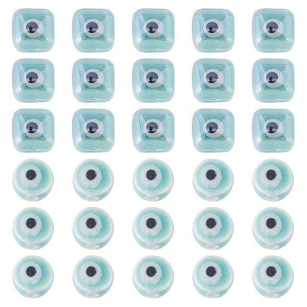 PandaHall SUPERFINDINGS 40Pcs 2 Style Handmade Porcelain Beads, Bright Glazed Ceramic Beads with Evil Eye, Cube & Flat Round, Turquoise..., Green
PandaHall SUPERFINDINGS 40Pcs 2 Style Handmade Porcelain Beads, Bright Glazed Ceramic Beads with Evil Eye, Cube & Flat Round, Turquoise..., Green