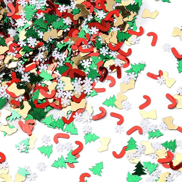 PandaHall Christmas Theme Plastic Sequins Beads, Sewing Craft Decoration, Tree/Candy Cane/Sock, Mixed Color, 4.5~7.5x5~7x0.2~0.3mm, about..., Multicolor
PandaHall Christmas Theme Plastic Sequins Beads, Sewing Craft Decoration, Tree/Candy Cane/Sock, Mixed Color, 4.5~7.5x5~7x0.2~0.3mm, about..., Multicolor