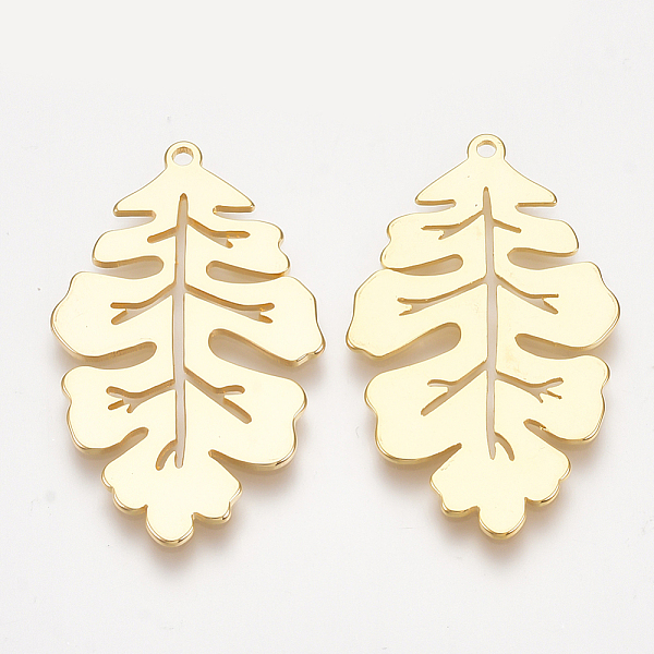 PandaHall Brass Pendants, Leaf, Nickel Free, Real 18K Gold Plated, 32x19x1mm, Hole: 1.2mm Brass Leaf
PandaHall Brass Pendants, Leaf, Nickel Free, Real 18K Gold Plated, 32x19x1mm, Hole: 1.2mm Brass Leaf