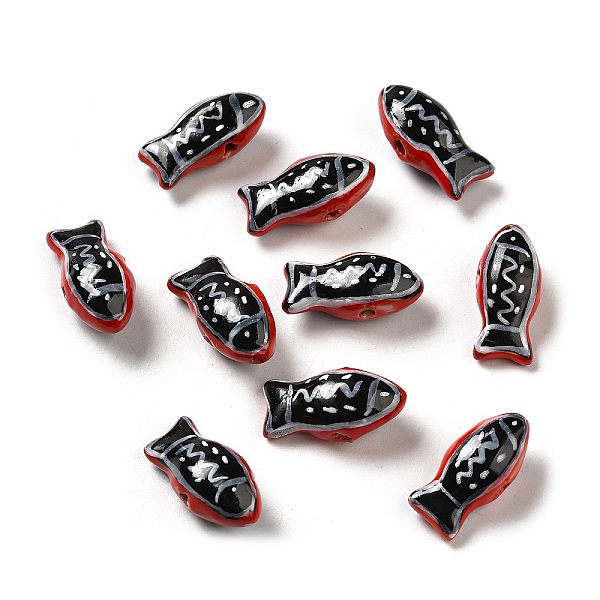 PandaHall Handmade Printed Porcelain Beads, Famille Rose Porcelain, Fish, Black, 11x21.5~22x9mm, Hole: 1.5~1.8mm Porcelain Fish Black
PandaHall Handmade Printed Porcelain Beads, Famille Rose Porcelain, Fish, Black, 11x21.5~22x9mm, Hole: 1.5~1.8mm Porcelain Fish Black