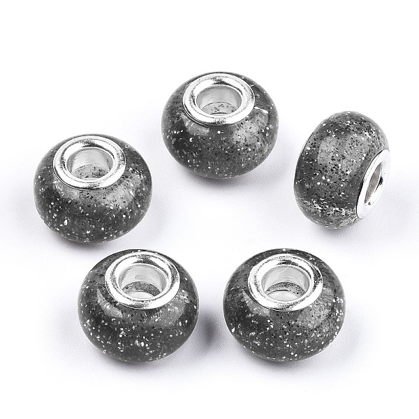 PandaHall Epoxy Resin European Beads, Large Hole Beads, with Glitter Powder and Platinum Tone Brass Double Cores, Rondelle, Gray, 14x9mm...
PandaHall Epoxy Resin European Beads, Large Hole Beads, with Glitter Powder and Platinum Tone Brass Double Cores, Rondelle, Gray, 14x9mm...