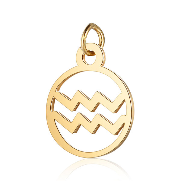 PandaHall 201 Stainless Steel Charms, with Jump Rings, Polished, Flat Round with Constellation, Golden, Aquarius, 13x11x1mm, Hole: 2.5mm 201...
PandaHall 201 Stainless Steel Charms, with Jump Rings, Polished, Flat Round with Constellation, Golden, Aquarius, 13x11x1mm, Hole: 2.5mm 201...