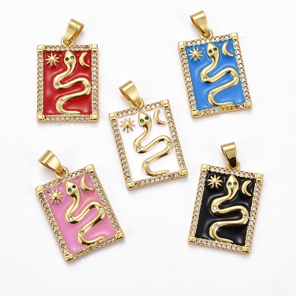 PandaHall Brass Micro Pave Clear Cubic Zirconia Pendants, with Enamel, Long-Lasting Plated, Real 18K Gold Plated, Rectangle with Snake..., Multicolor
PandaHall Brass Micro Pave Clear Cubic Zirconia Pendants, with Enamel, Long-Lasting Plated, Real 18K Gold Plated, Rectangle with Snake..., Multicolor