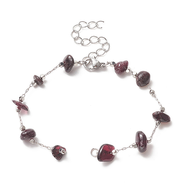 PandaHall Natural Garnet Chips Bead Link Chain Bracelet Making, with Lobster Clasp, Silver, 6-1/4 inch(16cm) Stainless Steel
PandaHall Natural Garnet Chips Bead Link Chain Bracelet Making, with Lobster Clasp, Silver, 6-1/4 inch(16cm) Stainless Steel