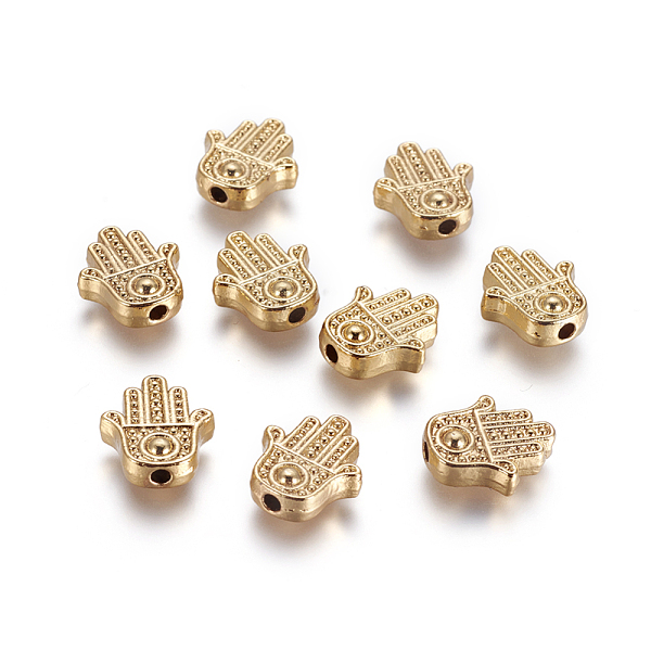 PandaHall Alloy Beads, Long-Lasting Plated, Hamsa Hand/Hand of Fatima/Hand of Miriam, Golden, 12x10.5x4mm, Hole: 1.5mm Alloy Palm
PandaHall Alloy Beads, Long-Lasting Plated, Hamsa Hand/Hand of Fatima/Hand of Miriam, Golden, 12x10.5x4mm, Hole: 1.5mm Alloy Palm