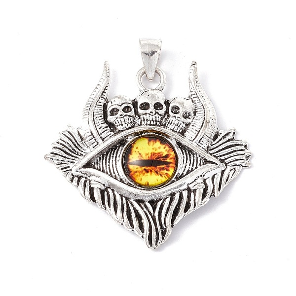 PandaHall Glass Pendants, with Antique Silver Plated Alloy Findings, Skull with Evil Eye, Gold, 37.5x39x6mm, Hole: 6x4mm Alloy+Glass Evil...
PandaHall Glass Pendants, with Antique Silver Plated Alloy Findings, Skull with Evil Eye, Gold, 37.5x39x6mm, Hole: 6x4mm Alloy+Glass Evil...