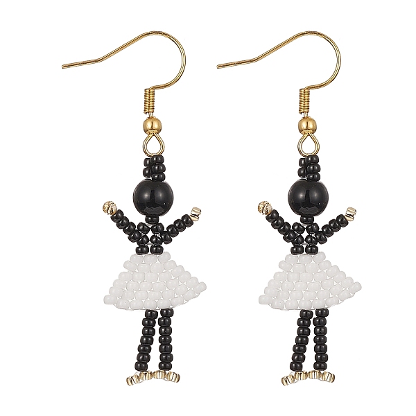 PandaHall Girl Dangle Earrings, Seed Beads Earring with 304 Stainless Steel Earring Hooks, Golden, 53x15.5mm Glass Human
PandaHall Girl Dangle Earrings, Seed Beads Earring with 304 Stainless Steel Earring Hooks, Golden, 53x15.5mm Glass Human