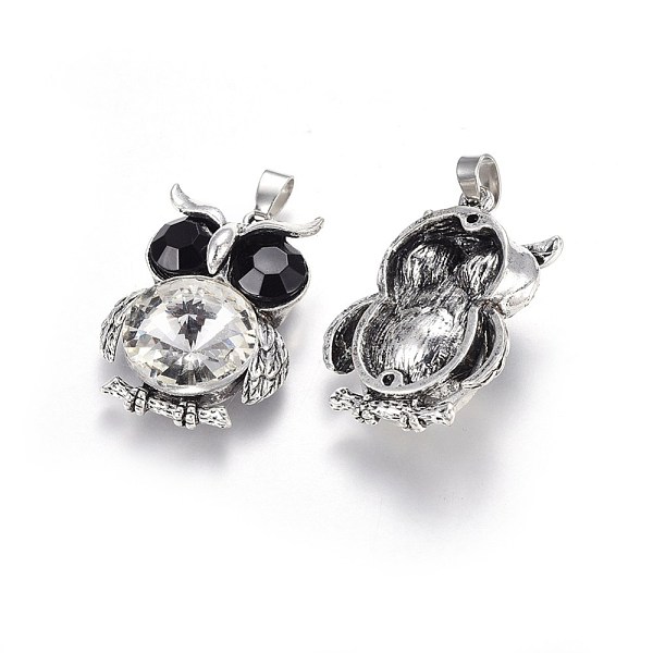 PandaHall Alloy Pendants, with Glass, Owl, Antique Silver, Clear, 37x26x12mm, Hole: 4x7mm Alloy+Glass Owl Clear
PandaHall Alloy Pendants, with Glass, Owl, Antique Silver, Clear, 37x26x12mm, Hole: 4x7mm Alloy+Glass Owl Clear