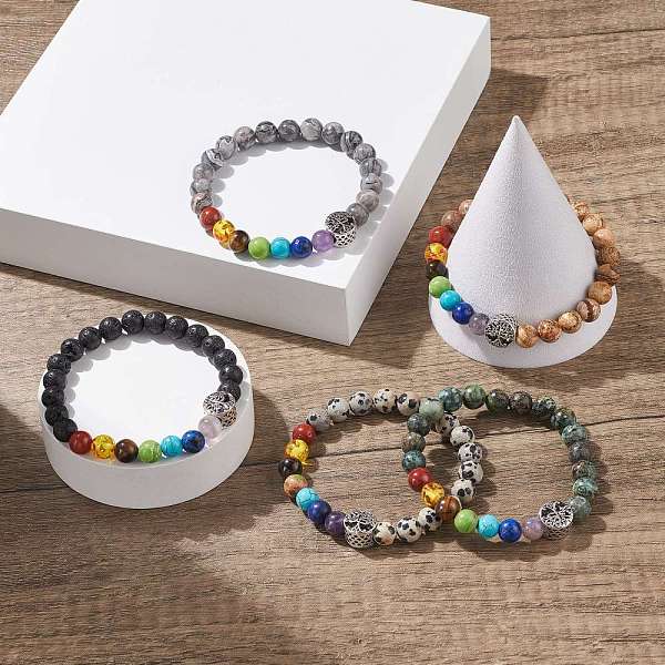 PandaHall Mixed Gemstone Stretch Bracelet with Alloy Tree Bead, 7 Chakra Jewelry for Women, Inner Diameter: 2-1/8 inch(5.5cm) Mixed Stone
PandaHall Mixed Gemstone Stretch Bracelet with Alloy Tree Bead, 7 Chakra Jewelry for Women, Inner Diameter: 2-1/8 inch(5.5cm) Mixed Stone