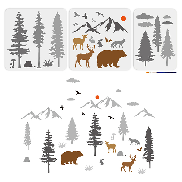 PandaHall 3pcs Forest Animal Stencil 34.3×24.5inch Splicing Large Bear Deer Wolf Mountain Stencils with Paint Brush 11.8×11.8/11.7×8.3inch...
PandaHall 3pcs Forest Animal Stencil 34.3×24.5inch Splicing Large Bear Deer Wolf Mountain Stencils with Paint Brush 11.8×11.8/11.7×8.3inch...