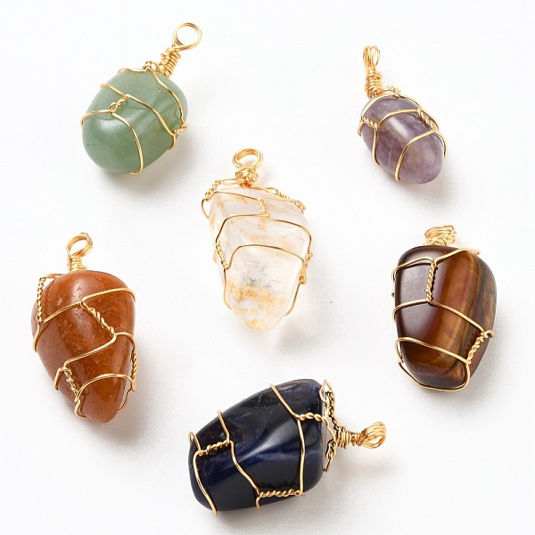 PandaHall Natural Gemstone Pendants, Wire Wrapped Pendants, with Golden Plated Copper Wire, Nuggets, 32~40x15~22mm, Hole: 3mm Mixed Stone...
PandaHall Natural Gemstone Pendants, Wire Wrapped Pendants, with Golden Plated Copper Wire, Nuggets, 32~40x15~22mm, Hole: 3mm Mixed Stone...