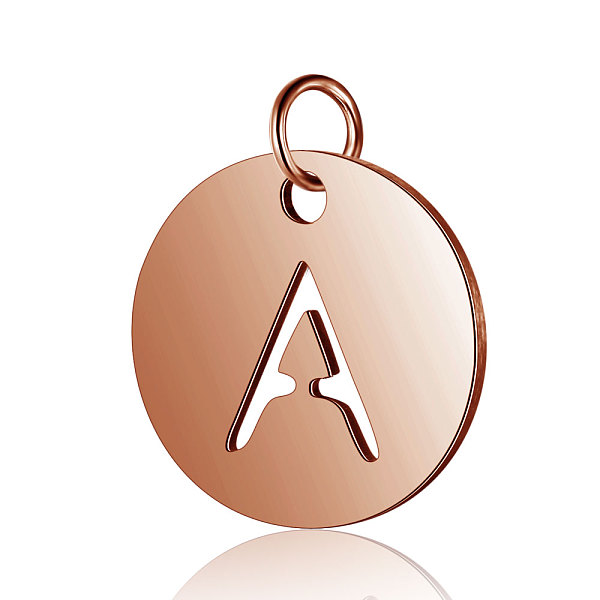 PandaHall 304 Stainless Steel Charms, Flat Round with Letter, Rose Gold, Letter.A, 12x1mm, Hole: 2.5mm 304 Stainless Steel Letter A
PandaHall 304 Stainless Steel Charms, Flat Round with Letter, Rose Gold, Letter.A, 12x1mm, Hole: 2.5mm 304 Stainless Steel Letter A