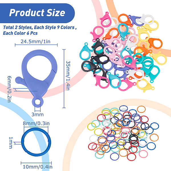 PandaHall SUNNYCLUE 120Pcs 2 Style Plastic Lobster Claw Clasps, & Iron Open Jump Rings, Mixed Color, Plastic Lobster Claw Clasps: 36pcs..., Multicolor
PandaHall SUNNYCLUE 120Pcs 2 Style Plastic Lobster Claw Clasps, & Iron Open Jump Rings, Mixed Color, Plastic Lobster Claw Clasps: 36pcs..., Multicolor
