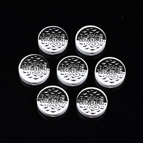 PandaHall Halloween Printed Natural Wood Beads, Flat Round with Word Welcome & Bat Pattern, Black, 19~20x5.9mm, Hole: 2~2.2mm Schima Wood...
PandaHall Halloween Printed Natural Wood Beads, Flat Round with Word Welcome & Bat Pattern, Black, 19~20x5.9mm, Hole: 2~2.2mm Schima Wood...